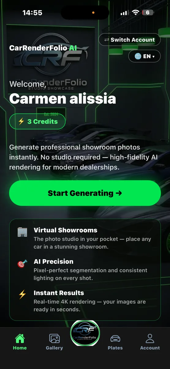 Carrenderfolio app — result view