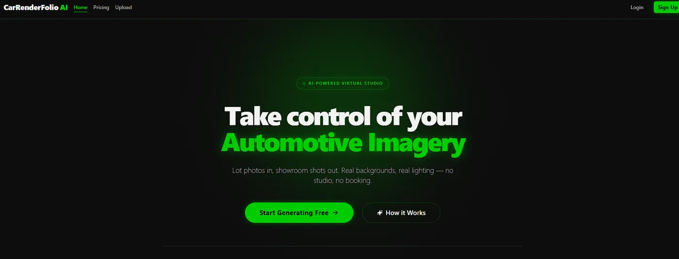 Carrenderfolio website — homepage