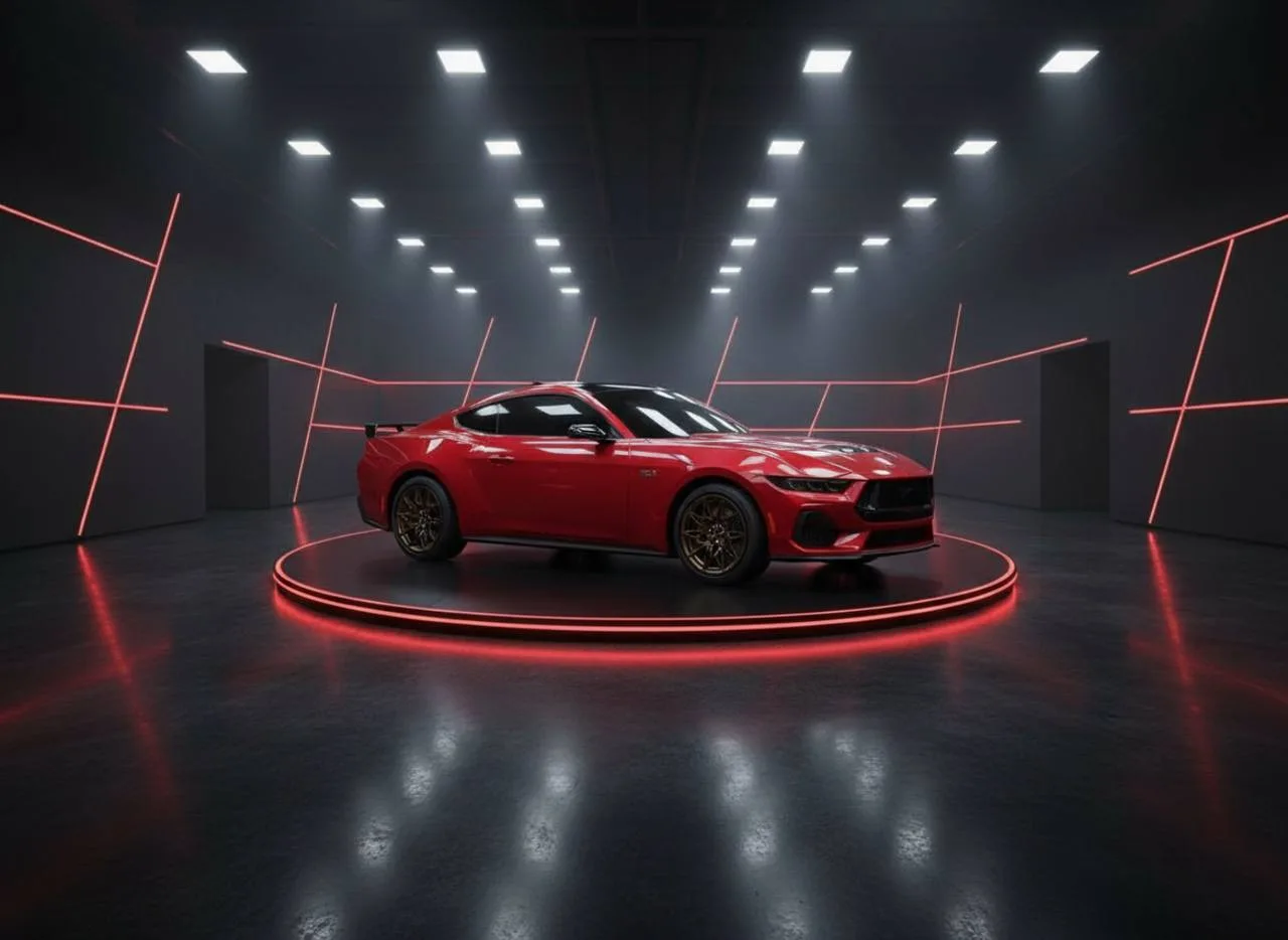 Yapay zeka ile üretilmiş showroom araç fotoğrafı